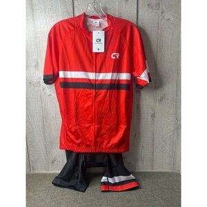 Coconut Ropamo Cycling Jersey & Padded Bib Shorts Set Men M Red Black White